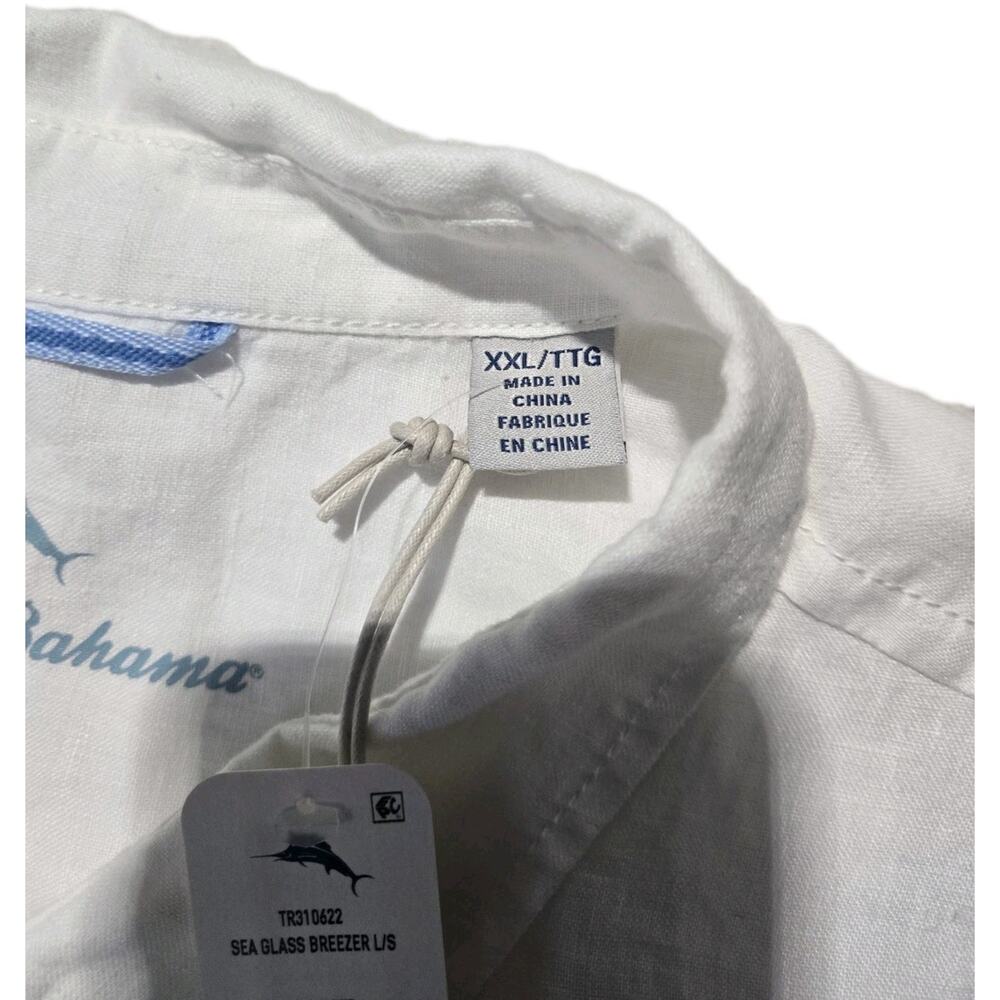Tommy Bahama Long Sleeve Shirt Sea Glass Breezer White Solid Linen New XXL - Picture 4 of 11